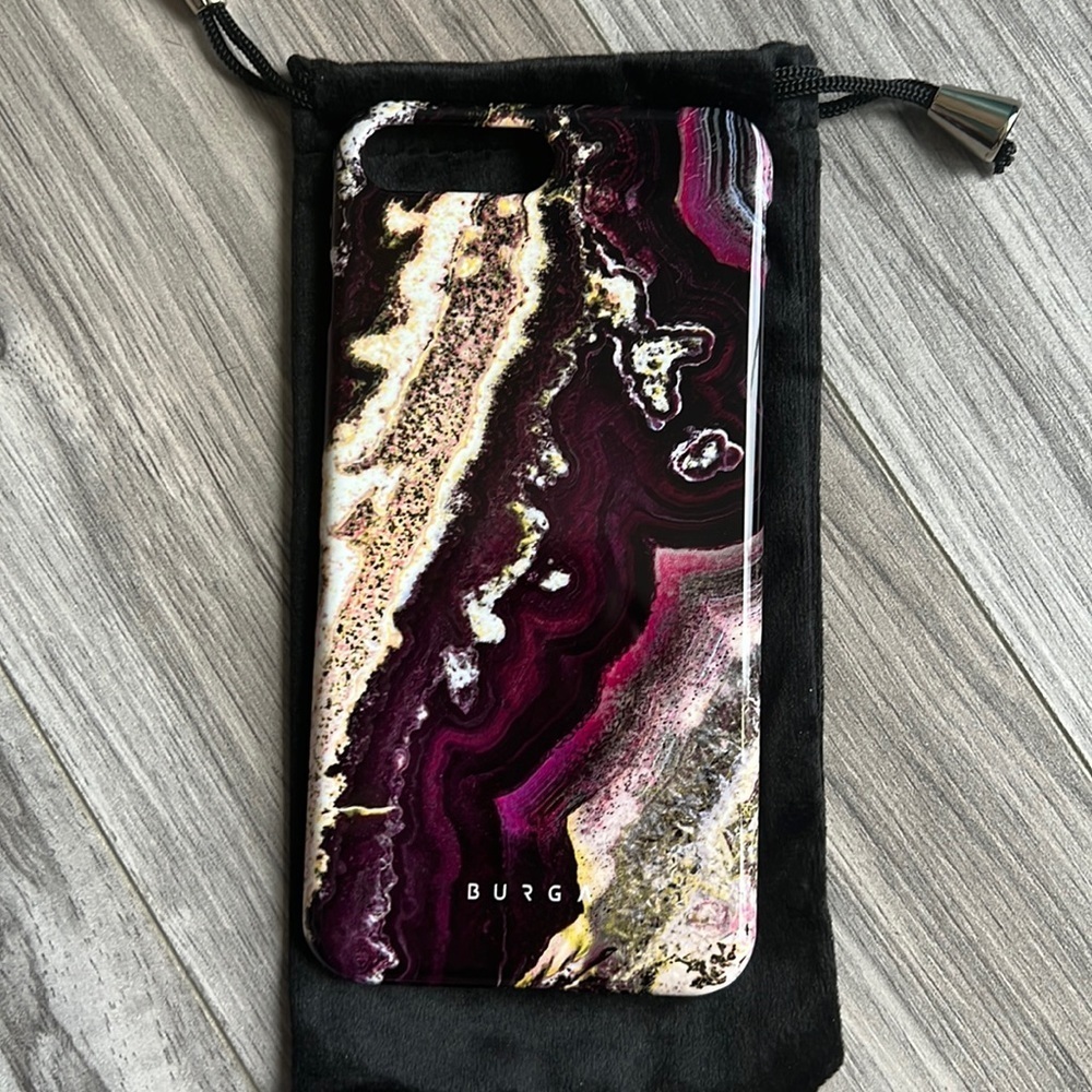 Burga I Phone 8 Plus marble rock white black purple phone case